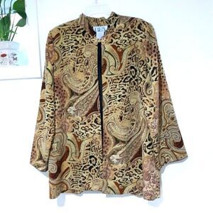 Vintage BFA Classic Plus Paisley Animal Print Long Sleeve Open Blazer Si…
